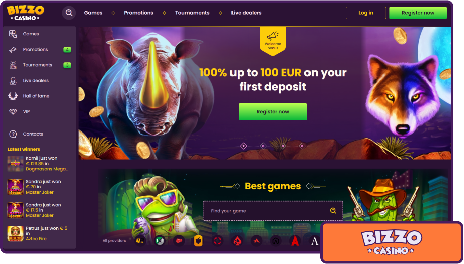Bizzo Casino Slovenija | Bonus 100 €, uradna stran, registracija